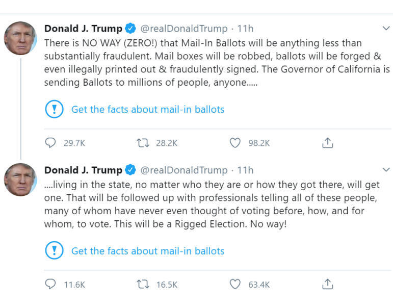 Fact Check by Twitter on Trump's Tweets